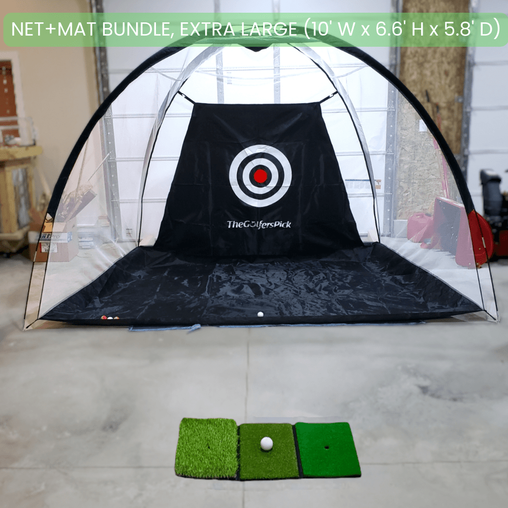 Ultimate Golf Driving Net for Indoor and Outdoor Practice | Versatile Tri-Turf Hitting Mat